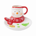 Taza c/platillo muñeco de nieve