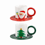 TAZA C/PLATILLO DE CERAMICA NAVIDEÑO